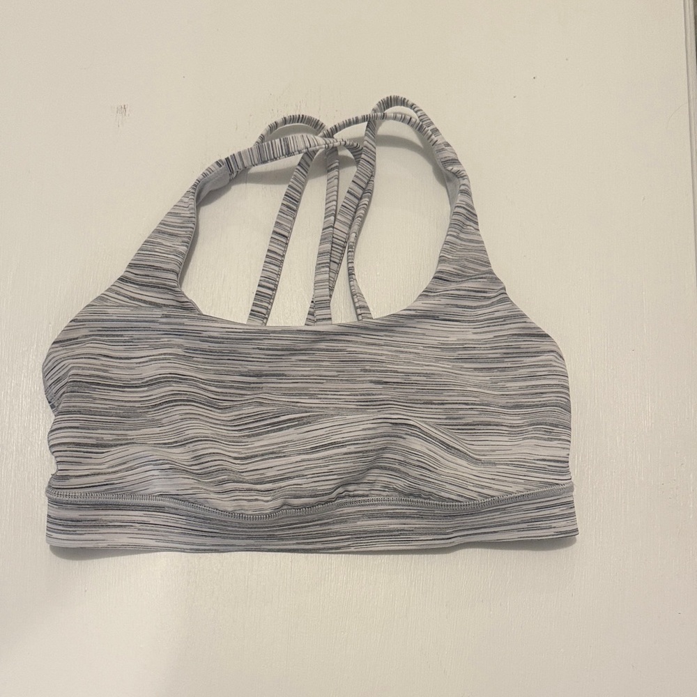 Seamless Heathered Gray Strappy Sports Bra lululemon size 6